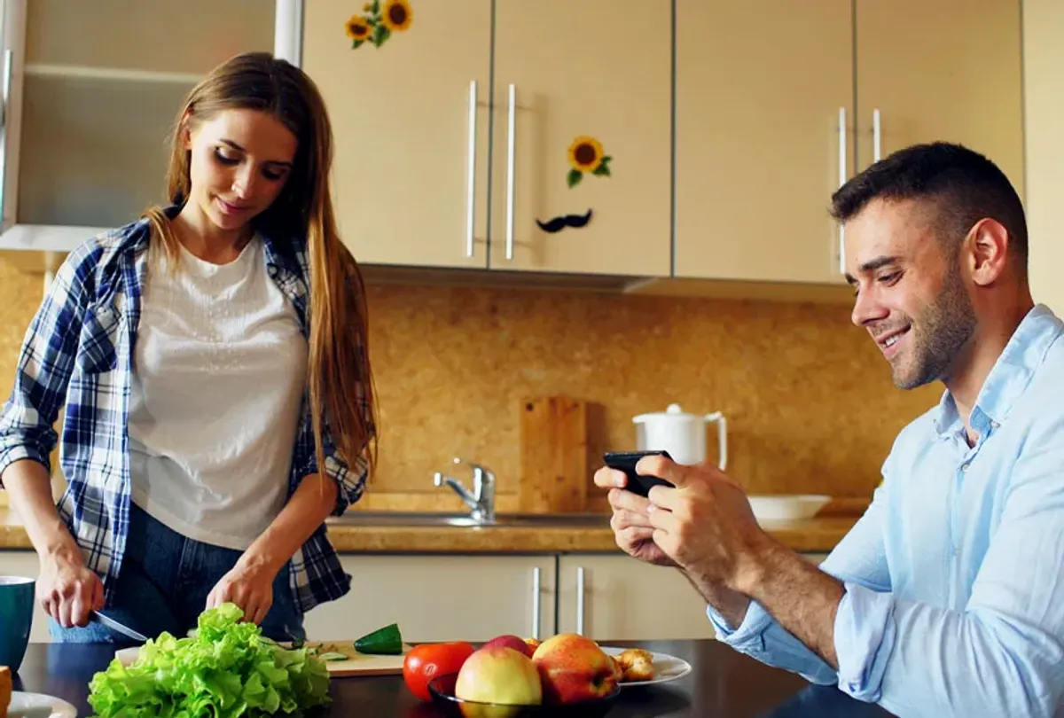 Woman cooking for her Husband